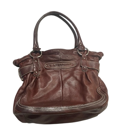 Leather Purse B.MAKOWSKY Raisin Brown Belted Clip Shoulder Bag - Picture 3 of 16